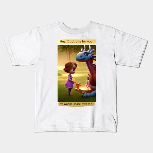 Sharing with Imaginary friend version 1 Kids T-Shirt by Parody-is-King